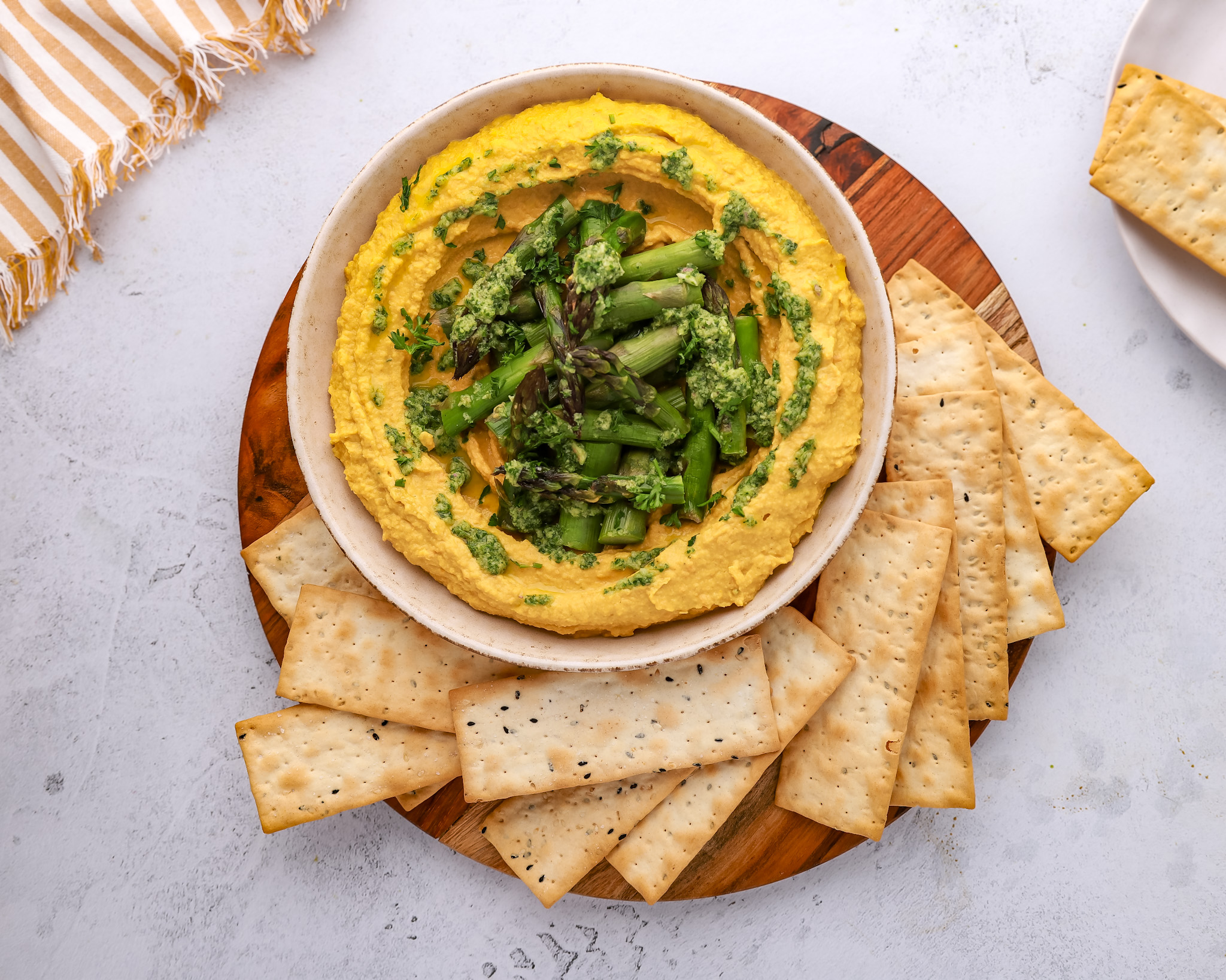 Carrot Hummus w/ Carrot Top & Asparagus Ends Salsa
